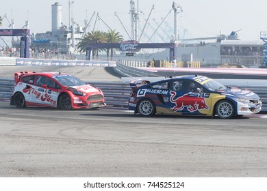 San Pedro, CA - October 14, 2017: Ralleycross Drivers Competing During The Red Bull GRC Global Rallycross Championship.