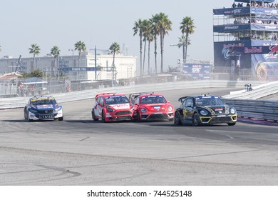 San Pedro, CA - October 14, 2017: Ralleycross Drivers Competing During The Red Bull GRC Global Rallycross Championship.