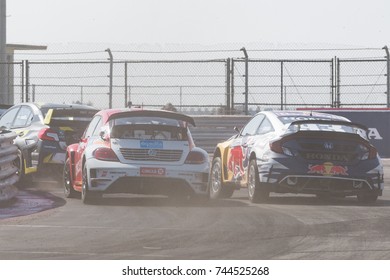 San Pedro, CA - October 14, 2017: Ralleycross Drivers Competing During The Red Bull GRC Global Rallycross Championship.