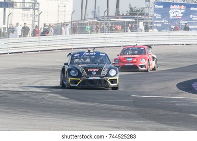 San Pedro, CA - October 14, 2017: Ralleycross Drivers Competing During The Red Bull GRC Global Rallycross Championship.