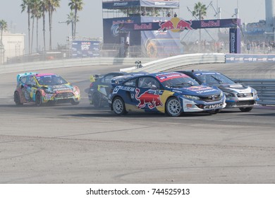 San Pedro, CA - October 14, 2017: Ralleycross Drivers Competing During The Red Bull GRC Global Rallycross Championship.