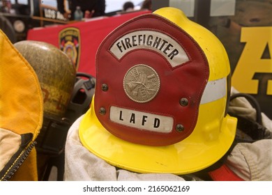 San Pedro, California - 
May 28, 2022: 
Vintage Los Angeles Fire Department Helmet
