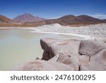 San Pedro de Atacama, Chile - Dec 1, 2023: Landscapes of the Salar de Piedras Rojas in the Atacama Desert