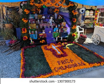 San Pedro Garza Garcia, Mexico - October 27, 2018 : Ofrenda At Frida's Chilaquiles Restaurant