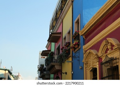 San Pedro Garza Garcia, Mexico - September 25, 2022: Beautiful Colorful Buildings On City Street