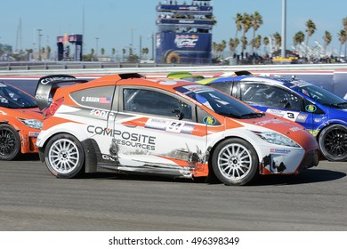 San Pedro, USA - October 8, 2016: Colin Braun 54, Drives A GRC Lites Car, During The Red Bull Global Rallycross Championship Port Of Los Angeles.