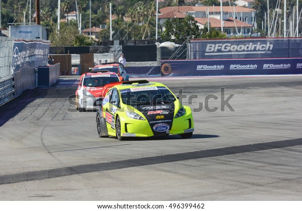 San Pedro, USA - October 8, 2016:\
Christian Brooks 44, drives a GRC Lites car, during the Red Bull\
Global Rallycross Championship Port of Los\
Angeles.