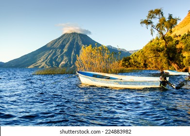 San Pedro Volcano (Volcan San Pedro) Across Lake Atitlan (Lago De Atitlan) In Guatemalan Highlands