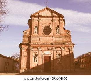 San Pietro Apostolo Parish Church In Brusasco, Italy Vintage