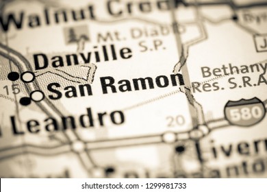 San Ramon. California. USA On A Map