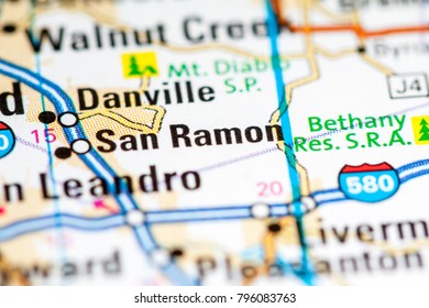 San Ramon. California. USA On A Map