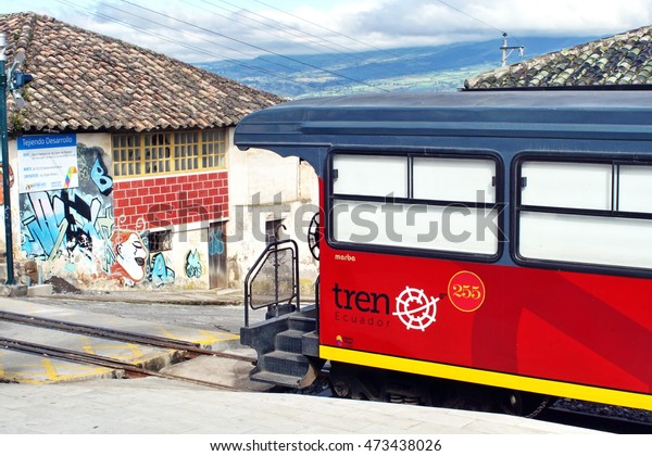 SAN ROQUE, ECUADOR - CIRCA\
APRIL 2016: Caboose of the Tren Libertad excursion train at the\
station