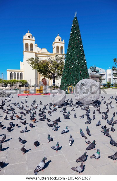 San Salvador Cathedral Christmas Decorations On Buildings