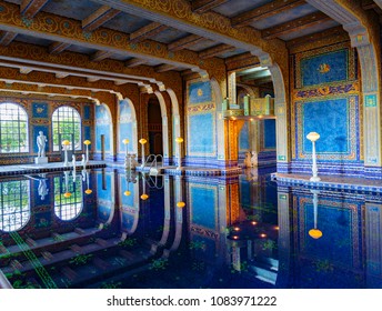 San Simeon, California, February 15, 2018:  Hearst Castle Construction Was Begun In 1919 By William Randolph Hearst And Architect Julia Morgan.