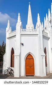 San Thome Basilica And Bicycle In Chennai, Tamil Nadu, India