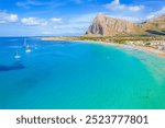 San Vito lo Capo beach and Monte Monaco in peak in north-western Sicily.