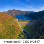 Sance Dam, water reservoir and dam in Beskid mountains. The dam is built on upper course of the Ostravice river. Moravia, Czech Republic.