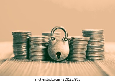 Sanctions Concept, Padlock And Money
