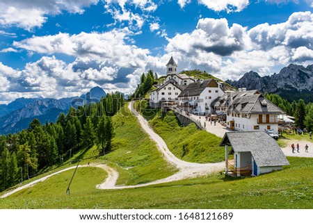 The sanctuary of Monte Lussari situated at the top of a mountain near Tarvisio in Friuli Venezia Giulia