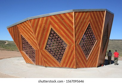 Sanctuary In The Shape Of A Cultrún (ceremonial Drum Of The Mapuche Culture). Sanctuary Of Ceferino, San Ignacio, Neuquén, Argentina. Religious Syncretism