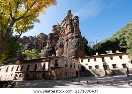 Sanctuary of the Virgen de la Hoz (13th century) , Alto Tajo natural park, Guadalajara province, Spain Foto stock © 