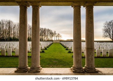 Sanctuary Wood Cemetery, Zillebeke, Belgium - November 19, 2013: A View Over The Sanctuary Wood Cemetery Showing Some Of The Almost 700 Graves Contained In The Cemetery In Zillebeke, Belgium.