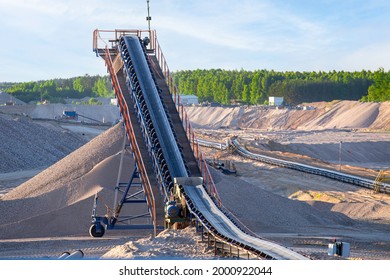 Sand Aggregate Mine. Conveyor Belt. Poland