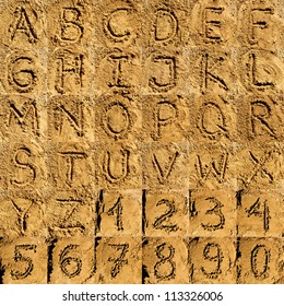 sand alphabet collection of letters and numbers