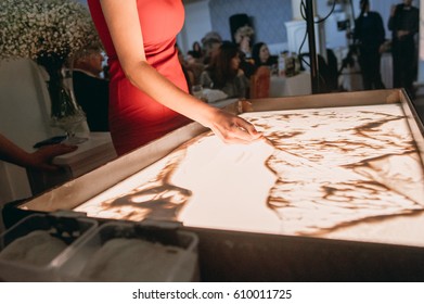 Sand Animation Show On A Wedding Party