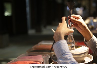 Sand Art In A Bottle Dubai Stock Photo