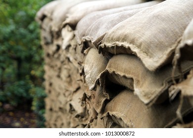 Sand Bags Protecting The Entrance To A Recreated WW1 Trench.