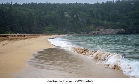 Sand Beach Of Acadia National Park On East Side Of Mount Desert Island.