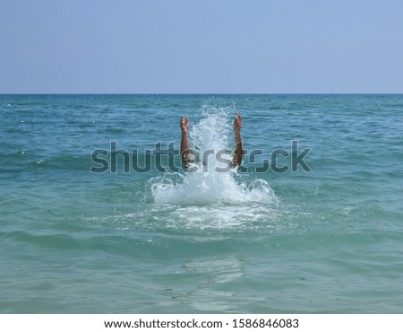 Similar – Image, Stock Photo leg Woman Beach Ocean