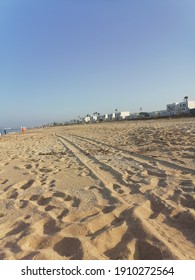 Sand Beach Morroco Fnideq With Traces Of Sand