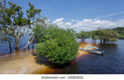 Sand Beach In Rio Negro, Amazon, Brazil