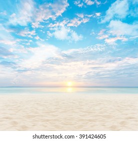 sand and beach with sunset