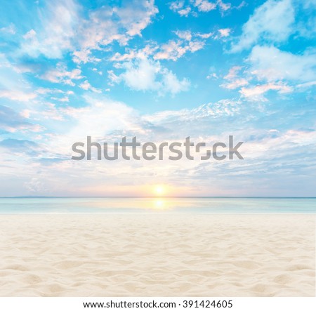 sand and beach with sunset