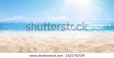 Sand With Blue Sea - Beach Summer Defocused Background With Glittering Of Sunlights
