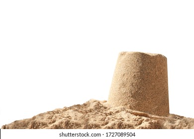Sand castle isolated on white background
