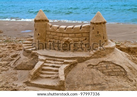 Sand Castle on the beach of lake Michigan