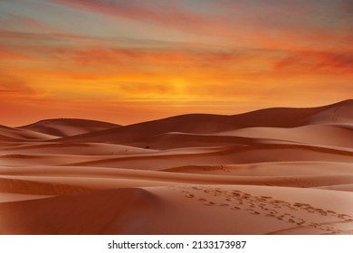Sand dunes in the great Sahara desert in Morocco - Shutterstock ID 2133173987