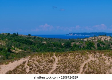 Sand Dunes And Lake Michigan At Sleeping Bear Dunes National Park