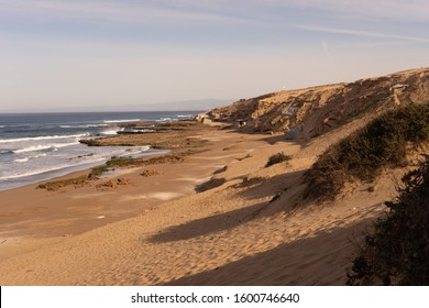 Sand Dunes Near Sidi R´bat On The Atlantic Coast Of South Morocco In The National Park Of Souss Massa