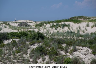 Sand Dunes Off The Coast Of The Point Of Cape Henlopen Beach In Delaware USA