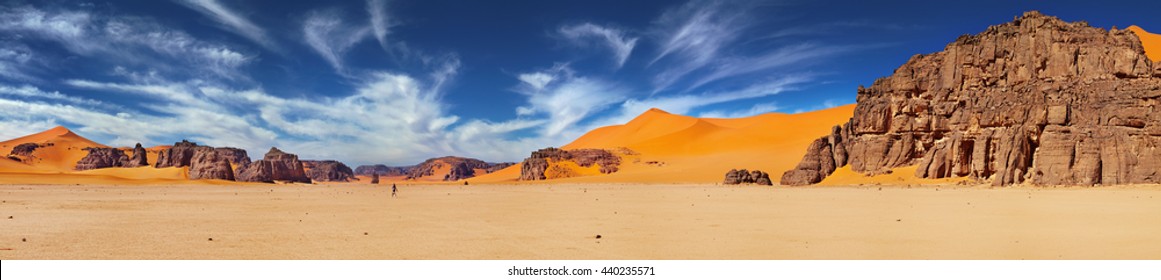 Sand dunes and rocks, Sahara Desert, Algeria