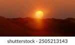 Sand dunes in the Sahara Desert at amazing sunrise, Merzouga, Morocco - Orange dunes in the desert of Morocco - Sahara desert, Morocco