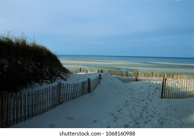 Sand Fence Entering Mayflower Beach, Dennis, MA.