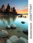 Sand Harbor Park at sunet, Lake Tahoe, Incline Village, Nevada, USA