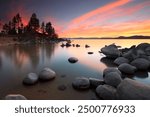 Sand Harbor Park at sunset, Lake Tahoe, Incline Village, Nevada, USA