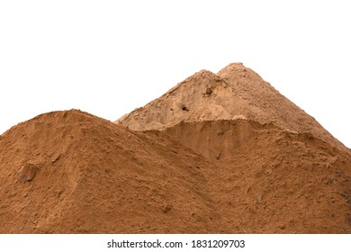 Sand Heap At Construction Site Isolated On White Background